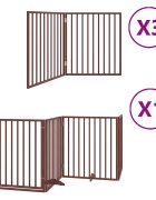 vidaXL Brána pre psa s dvere sklad. 10pan. hnedá 800cm topoľové drevo