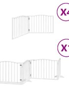 vidaXL Brána pre psa s dvere sklad. 12pan. biela 960cm topoľové drevo