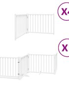 vidaXL Brána pre psa s dvere sklad. 12pan. biela 960cm topoľové drevo