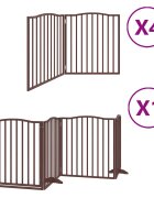 vidaXL Brána pre psa s dvere sklad. 12pan. hnedá 960 cm topoľové drevo