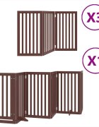 vidaXL Brána pre psa s dvere sklad. 15pan. hnedá 750 cm topoľové drevo