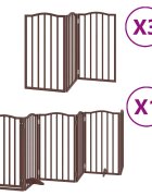 vidaXL Brána pre psa s dvere sklad. 15pan. hnedá 750 cm topoľové drevo