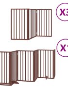 vidaXL Brána pre psa s dvere sklad. 15pan. hnedá 750 cm topoľové drevo