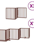 vidaXL Brána pre psa s dvere sklad. 15pan. hnedá 750 cm topoľové drevo