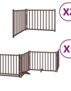 vidaXL Brána pre psa s dvere sklad. 8 pan. hnedá 640 cm topoľové drevo