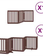 vidaXL Brána pre psa s dvere sklad. 9 pan. hnedá 450 cm topoľové drevo