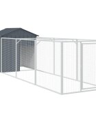 vidaXL Búda pre psa so strechou antracitová 117x405x123 cm pozin. oceľ