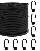 vidaXL Bungee šnúry s háčikmi 100 mm Čierna PP a guma