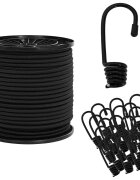 vidaXL Bungee šnúry s háčikmi 60 mm Čierna PP a guma