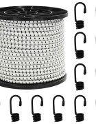 vidaXL Bungee šnúry s háčikmi 80 mm Čierna a biela PP a guma