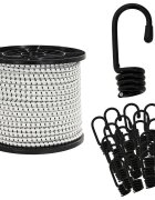 vidaXL Bungee šnúry s háčikmi 80 mm Čierna a biela PP a guma