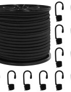 vidaXL Bungee šnúry s háčikmi 80 mm Čierna PP a guma
