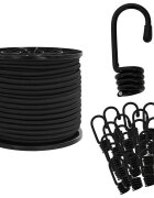 vidaXL Bungee šnúry s háčikmi 80 mm Čierna PP a guma