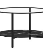 vidaXL Čajový stolík čierny a čierny mramor 70 cm tvrdené sklo