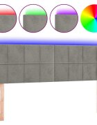 vidaXL Čelo postele s LED bledosivé 144x5x78/88 cm zamat