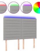 vidaXL Čelo postele s LED bledosivé 147x16x118/128 cm látka