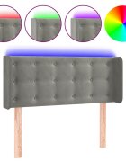 vidaXL Čelo postele s LED bledosivé 83x16x78/88 cm zamat