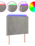 vidaXL Čelo postele s LED bledosivé 93x16x118/128 cm zamat