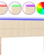 vidaXL Čelo postele s LED krémové 144x5x78/88 cm látka