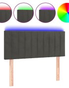 vidaXL Čelo postele s LED tmavosivé 100x5x78/88 cm zamat