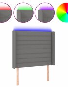 vidaXL Čelo postele s LED tmavosivé 93x16x118/128 cm látka
