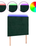 vidaXL Čelo postele s LED tmavozelené 90x5x118/128 cm zamat