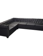 vidaXL Chesterfield Rohová Pohovka 6-miestna Čierna Umelá Koža