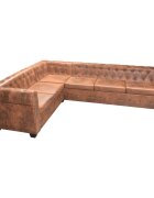 vidaXL Chesterfield Rohová Pohovka 6-Miestna Hnedá Umelá Koža