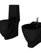 vidaXL Čierna keramická toaleta a bidet