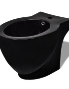 vidaXL Čierny okrúhly stojací bidet z prvotriednej keramiky