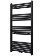 vidaXL Čierny rebríkový radiátor na centrálne vykurovanie rovný 600x1160 mm