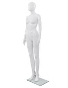 vidaXL Dámska figurína sklenený podstavec lesklá biela 175 cm