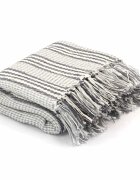 vidaXL Deka bavlnená prúžky 125x150 cm sivá a biela