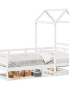 vidaXL Denná posteľ so strieškou biela 80x200 cm borovicový masív