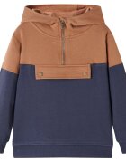 vidaXL Detská mikina kapucňa polovičný zips antracitová a koňaková 104