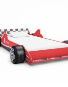 vidaXL Detská posteľ pretekárske auto 90x200 cm červená