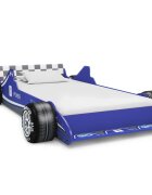 vidaXL Detská posteľ pretekárske auto 90x200 cm modrá