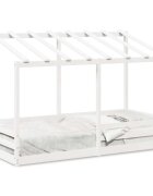 vidaXL Detská posteľ so strechou biela 100x200 cm borovicový masív