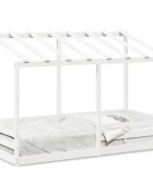 vidaXL Detská posteľ so strechou biela 90x200 cm borovicový masív