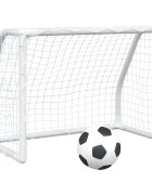 vidaXL Detské futbalové bránky 2 ks s loptou biele 64x35x48 cm kovové