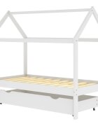 vidaXL Detský posteľný rám so zásuvkou biely 80x160 cm borovica