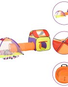 vidaXL Detský stan na hranie s 250 loptičkami farebný 338x123x111 cm