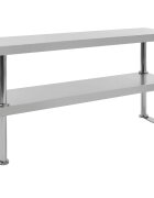vidaXL Dvojitá polica na pracovný stôl 120x30x65cm nehrdzavejúca oceľ