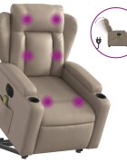 vidaXL Elek. zdvíhacie masážne sklápacie kreslo kapučínové umelá koža