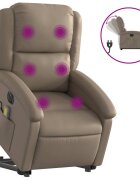 vidaXL Elekt. zdvíhacie masážne sklápacie kreslo kapučínové umelá koža