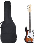 vidaXL Elektr. basgitara pre začiatočníka s taškou hnedo-biela 4/4 46