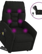 vidaXL Elektr. zdvíhacie masážne skláp. kreslo čierne mikrovl. látka
