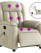 vidaXL Elektrické masážne sklápacie kreslo krémové umelá koža