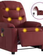 vidaXL Elektrické masážne sklápacie kreslo vínovo červené umelá koža