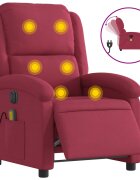 vidaXL Elektrické masážne sklápacie kreslo vínovo červené zamat